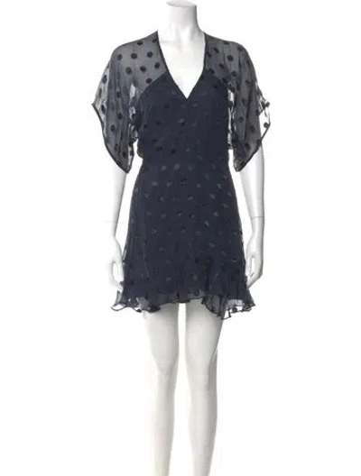Pre-owned Michelle Mason Polka Dot Print Mini Dress In Blue