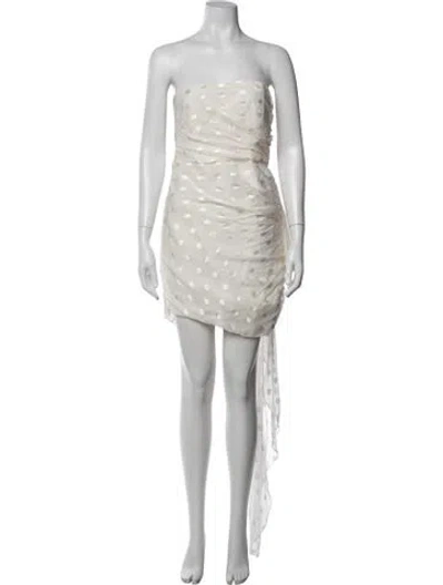 Pre-owned Michelle Mason Polka Dot Print Mini Dress In Neutrals