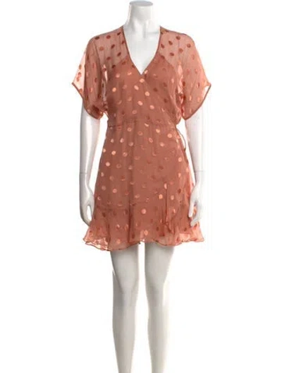 Pre-owned Michelle Mason Polka Dot Print Mini Dress In Orange