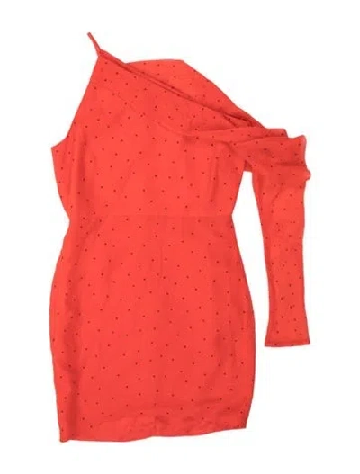 Pre-owned Michelle Mason Polka Dot Print Mini Dress In Orange