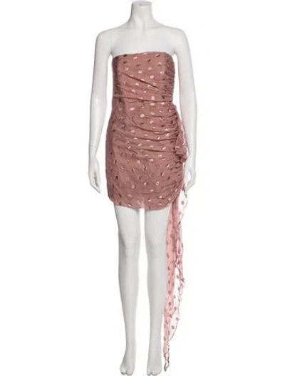 Pre-owned Michelle Mason Polka Dot Print Mini Dress In Pink