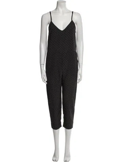 Pre-owned Michelle Mason Polka Dot Print V-neck Jumpsuit In Black