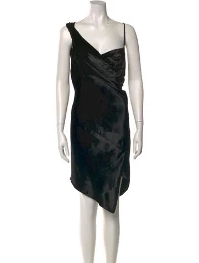 Pre-owned Michelle Mason Printed Midi Length Dress W/ Tags In Black