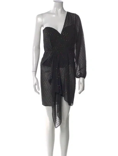 Pre-owned Michelle Mason Printed Mini Dress In Black