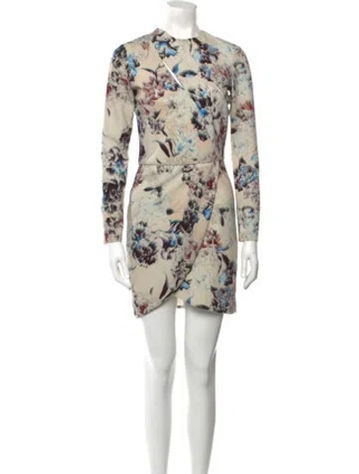 Pre-owned Michelle Mason Printed Mini Dress In Neutral