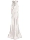 Michelle Mason Ruffle Bias Gown In Grey