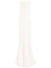 Michelle Mason Ruffle Bias Gown In White