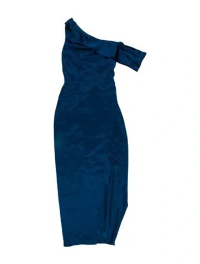 Pre-owned Michelle Mason Satin Long Dress In Blue