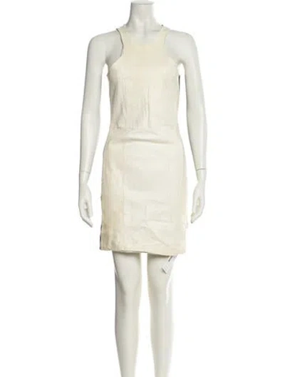 Pre-owned Michelle Mason Scoop Neck Mini Dress In Neutral