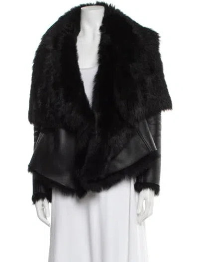 Pre-owned Michelle Mason Shearling Fur Jacket In Black
