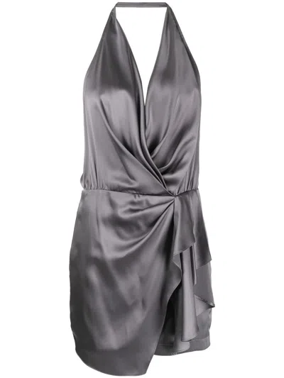 Michelle Mason Side Gathered-detail Dress In Grau