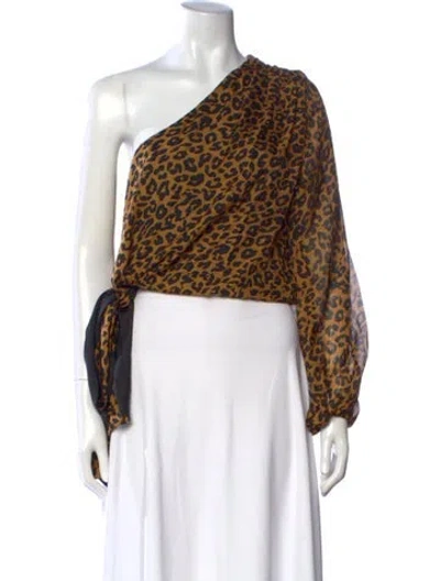 Pre-owned Michelle Mason Silk Animal Print Blouse In Multicolor