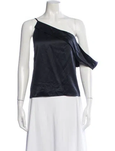 Pre-owned Michelle Mason Silk Asymmetrical Top In Blue