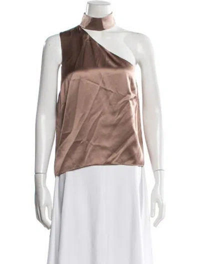 Pre-owned Michelle Mason Silk Asymmetrical Top In Neutral
