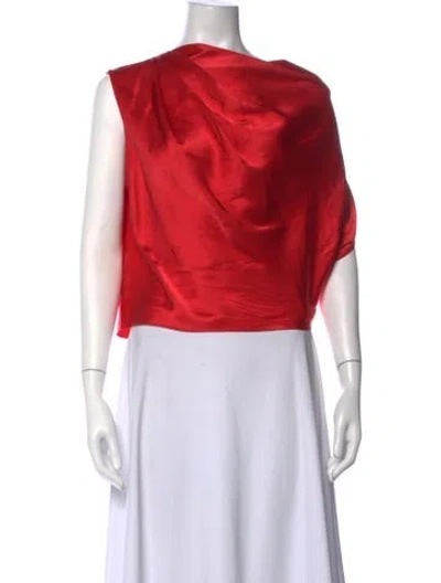 Pre-owned Michelle Mason Silk Asymmetrical Top In Red