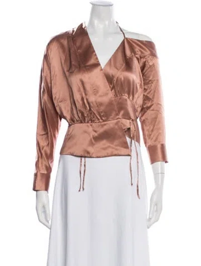Pre-owned Michelle Mason Silk Asymmetrical Top W/ Tags In Orange