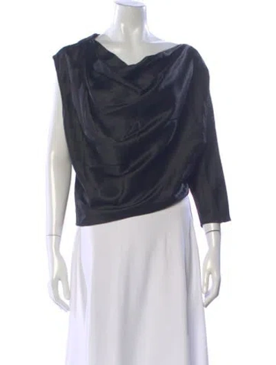 Pre-owned Michelle Mason Silk Cowl Neck Blouse In Blue