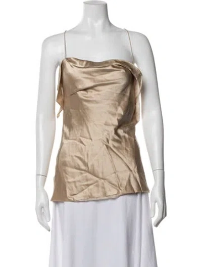 Pre-owned Michelle Mason Silk Cowl Neck Top In Neutrals