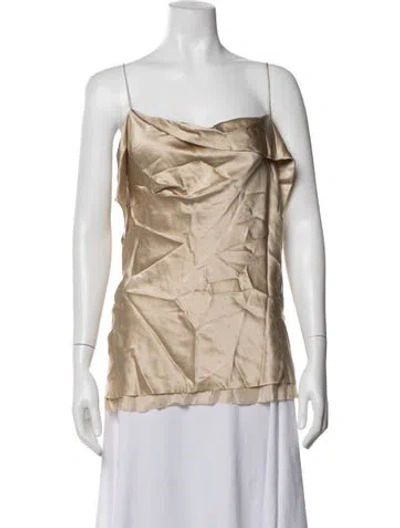 Pre-owned Michelle Mason Silk Cowl Neck Top In Neutrals