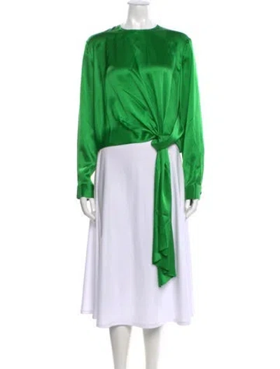 Pre-owned Michelle Mason Silk Crew Neck Blouse In Green