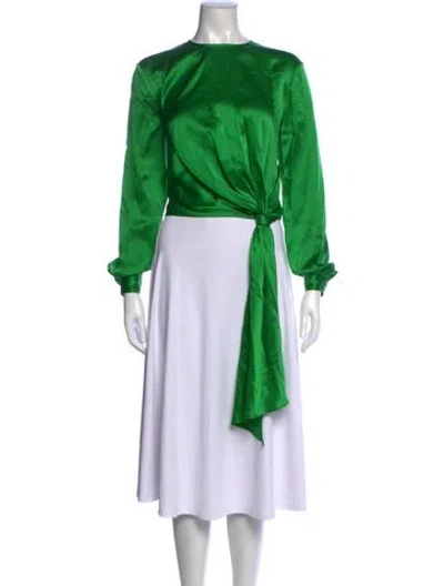 Pre-owned Michelle Mason Silk Crew Neck Top In Green
