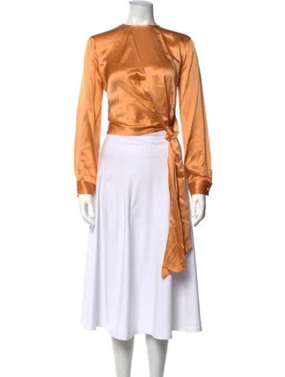 Pre-owned Michelle Mason Silk Crew Neck Top In Orange