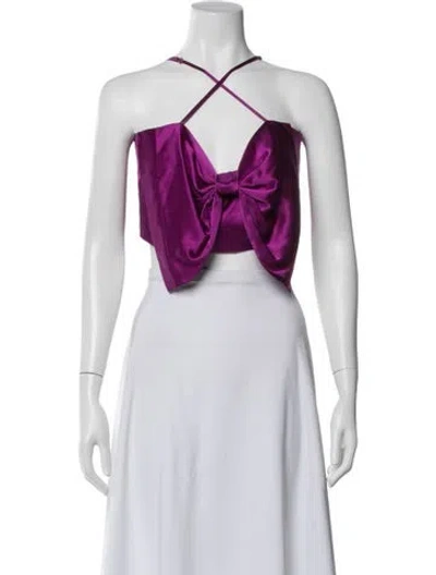 Pre-owned Michelle Mason Silk Halterneck Crop Top W/ Tags In Black
