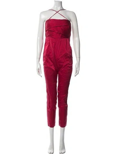 Pre-owned Michelle Mason Silk Halterneck Jumpsuit In Pink