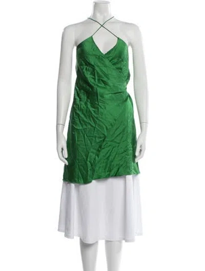 Pre-owned Michelle Mason Silk Halterneck Top In Green