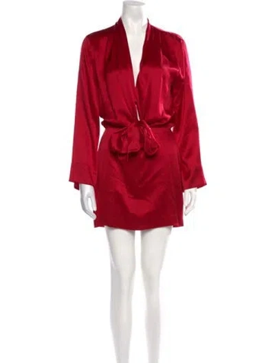 Pre-owned Michelle Mason Silk Knee-length Dress In Metallic/red