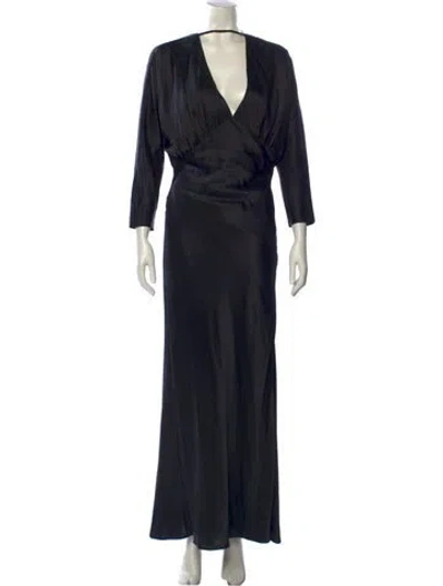 Pre-owned Michelle Mason Silk Long Dress In Black