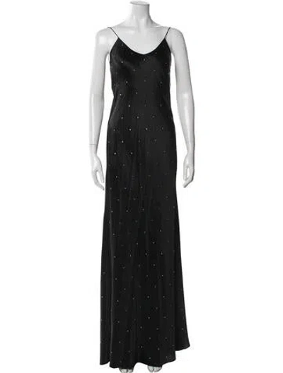 Pre-owned Michelle Mason Silk Long Dress In Black