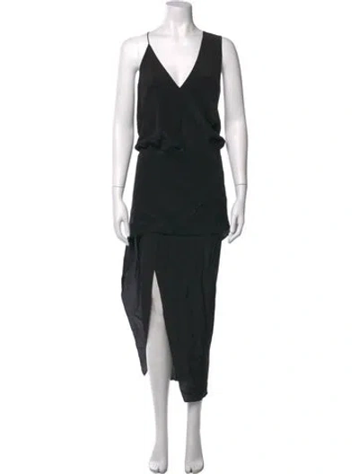 Pre-owned Michelle Mason Silk Long Dress In Black