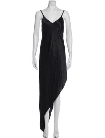 Pre-owned Michelle Mason Silk Long Dress In Black