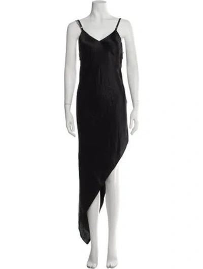 Pre-owned Michelle Mason Silk Long Dress In Black