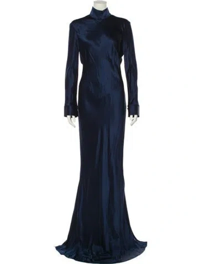 Pre-owned Michelle Mason Silk Long Dress In Blue