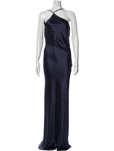 Pre-owned Michelle Mason Silk Long Dress In Blue