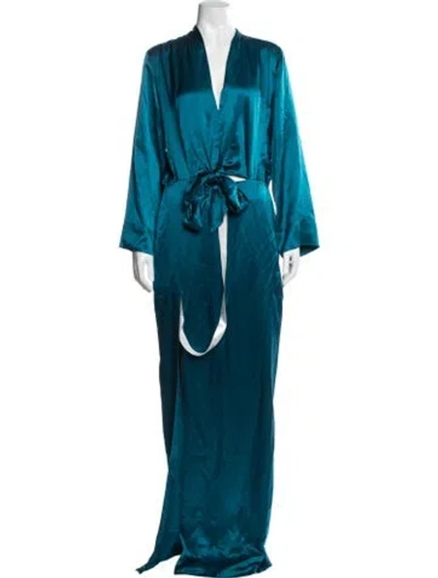 Pre-owned Michelle Mason Silk Long Dress In Blue