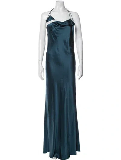Pre-owned Michelle Mason Silk Long Dress In Blue