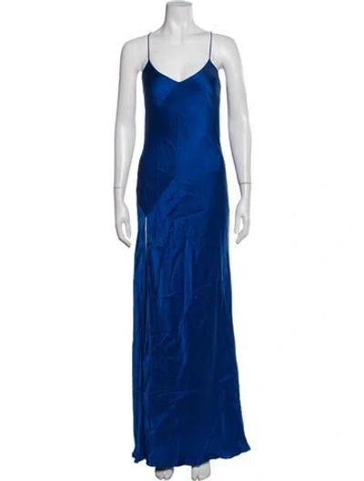 Pre-owned Michelle Mason Silk Long Dress In Blue