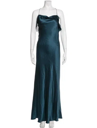 Pre-owned Michelle Mason Silk Long Dress In Blue