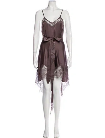 Pre-owned Michelle Mason Silk Long Dress In Brown