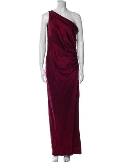 Pre-owned Michelle Mason Silk Long Dress In Burgundy
