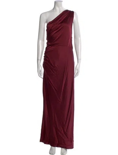 Pre-owned Michelle Mason Silk Long Dress In Burgundy