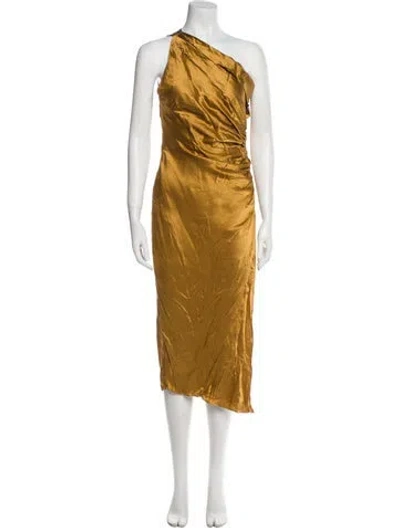Pre-owned Michelle Mason Silk Long Dress In Gold
