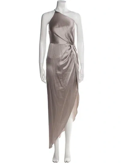 Pre-owned Michelle Mason Silk Long Dress In Gray