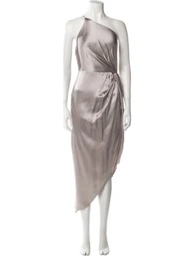 Pre-owned Michelle Mason Silk Long Dress In Gray