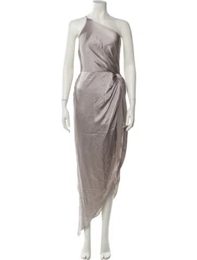 Pre-owned Michelle Mason Silk Long Dress In Gray