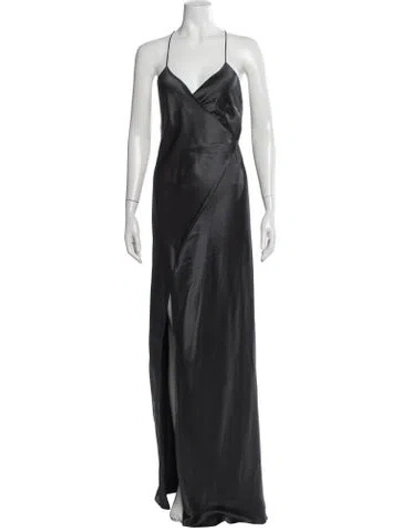 Pre-owned Michelle Mason Silk Long Dress In Gray