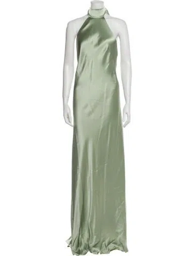 Pre-owned Michelle Mason Silk Long Dress In Green